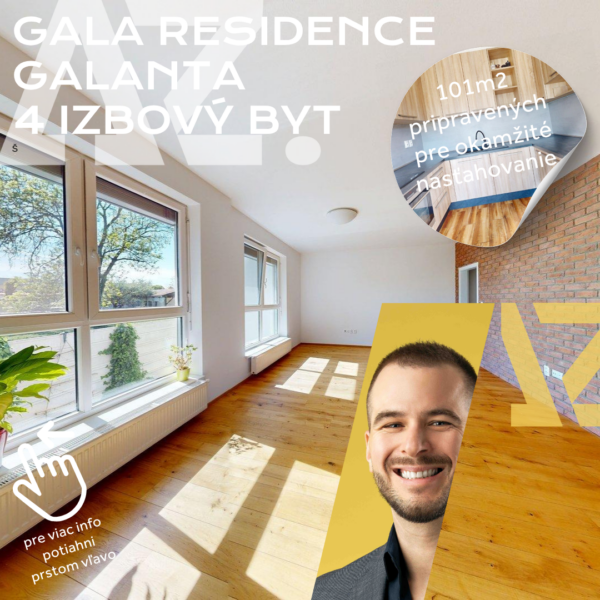 Veľkometrážny štvorizbový byt v projekte GALA RESIDENCE v meste Galanta